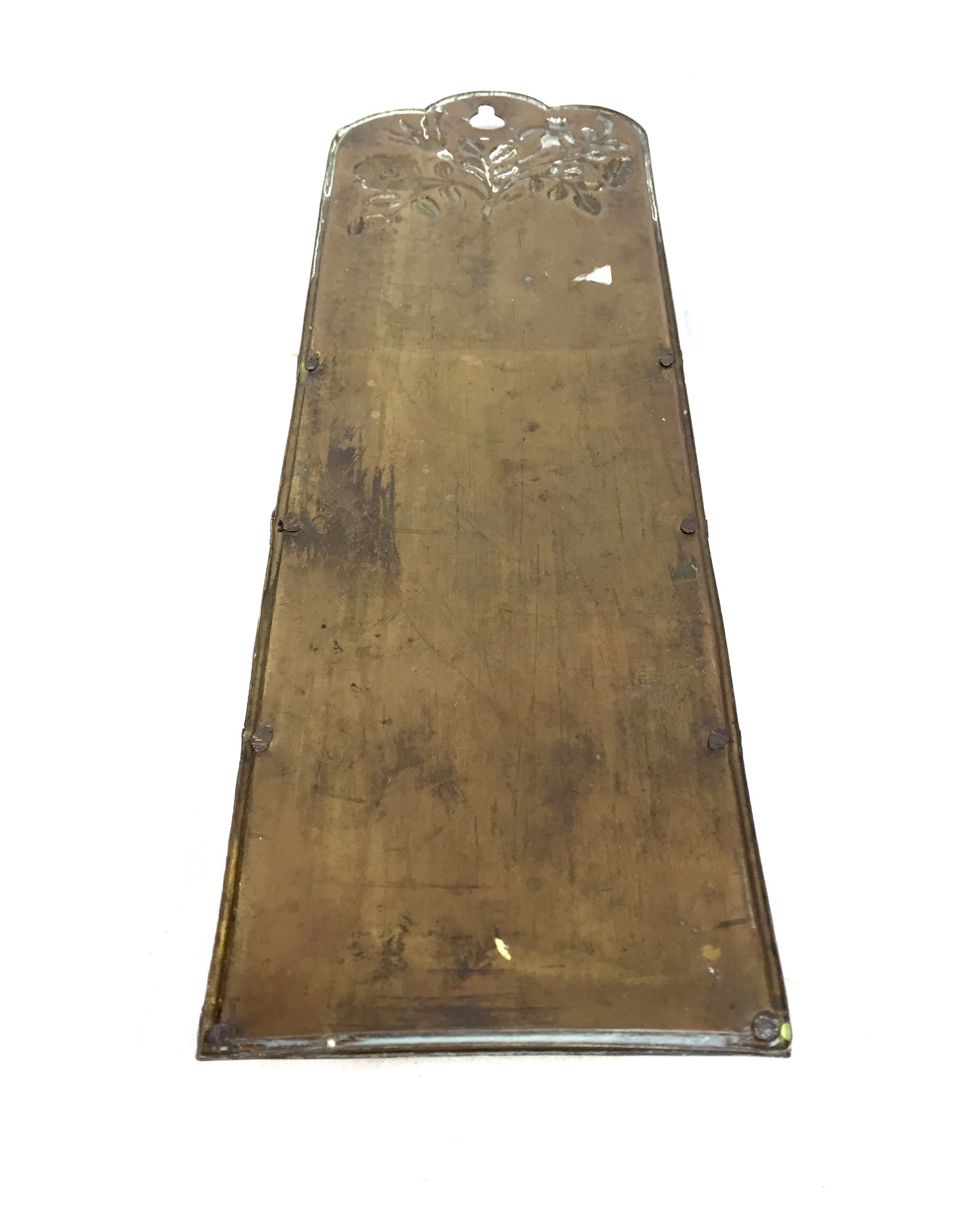 Antique Art Nouveau Wall Hanging Brass Paper Letter Holder Rack / Floral Design