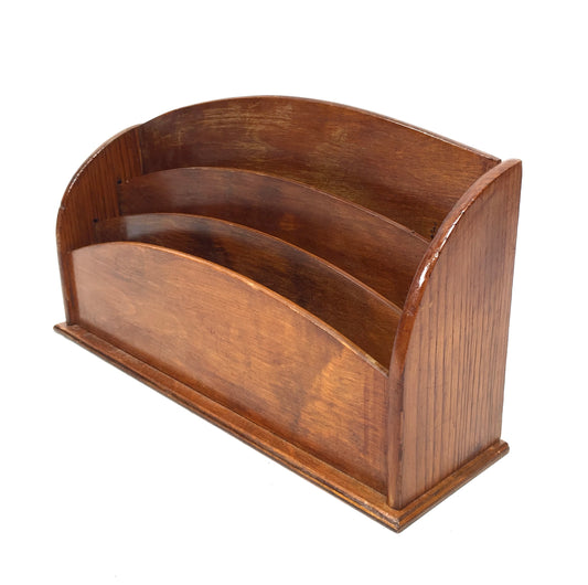 Antique Wooden Desktop Letter Rack / Stationery Holder / Mid 20th Century