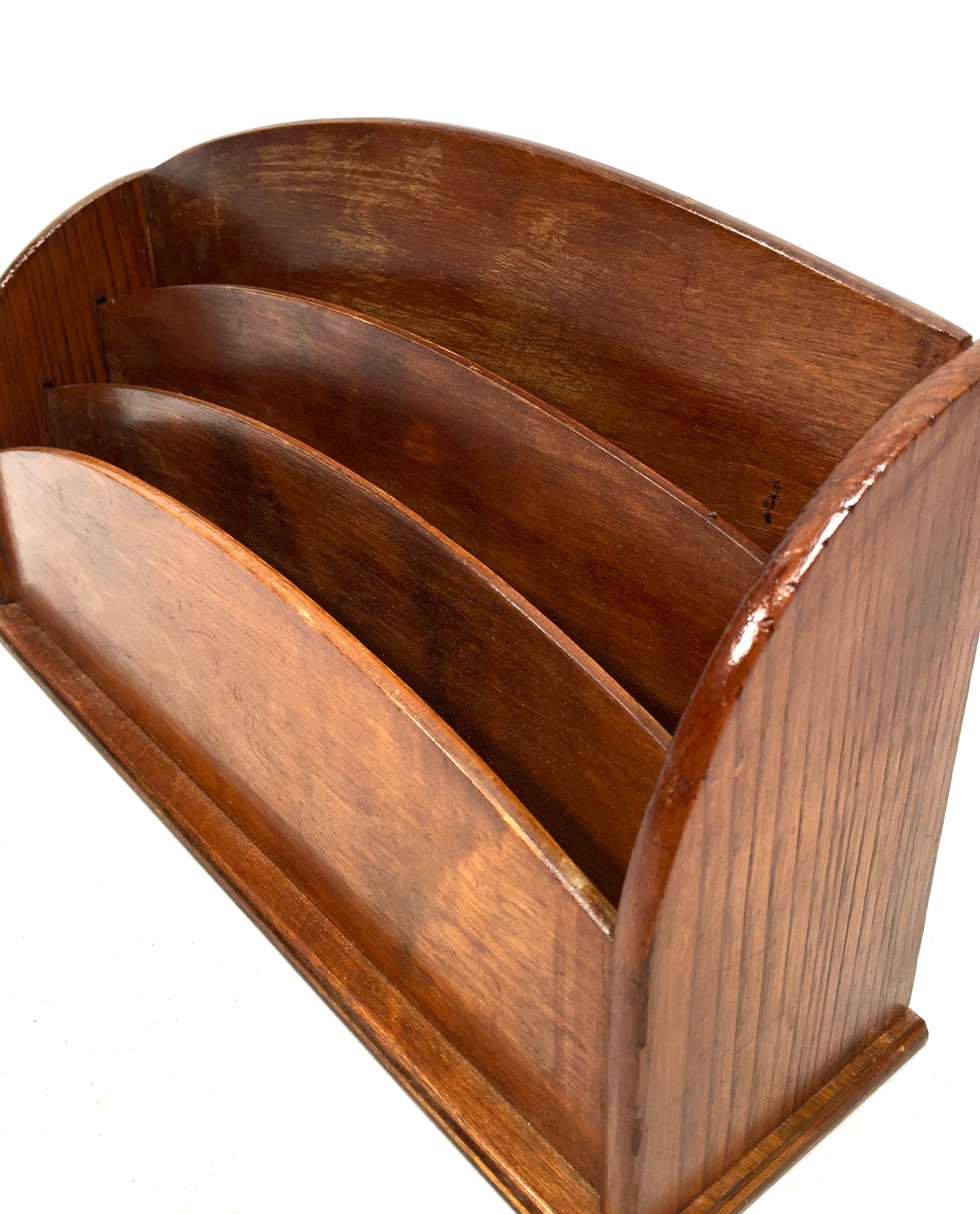 Antique Wooden Desktop Letter Rack / Stationery Holder / Mid 20th Century