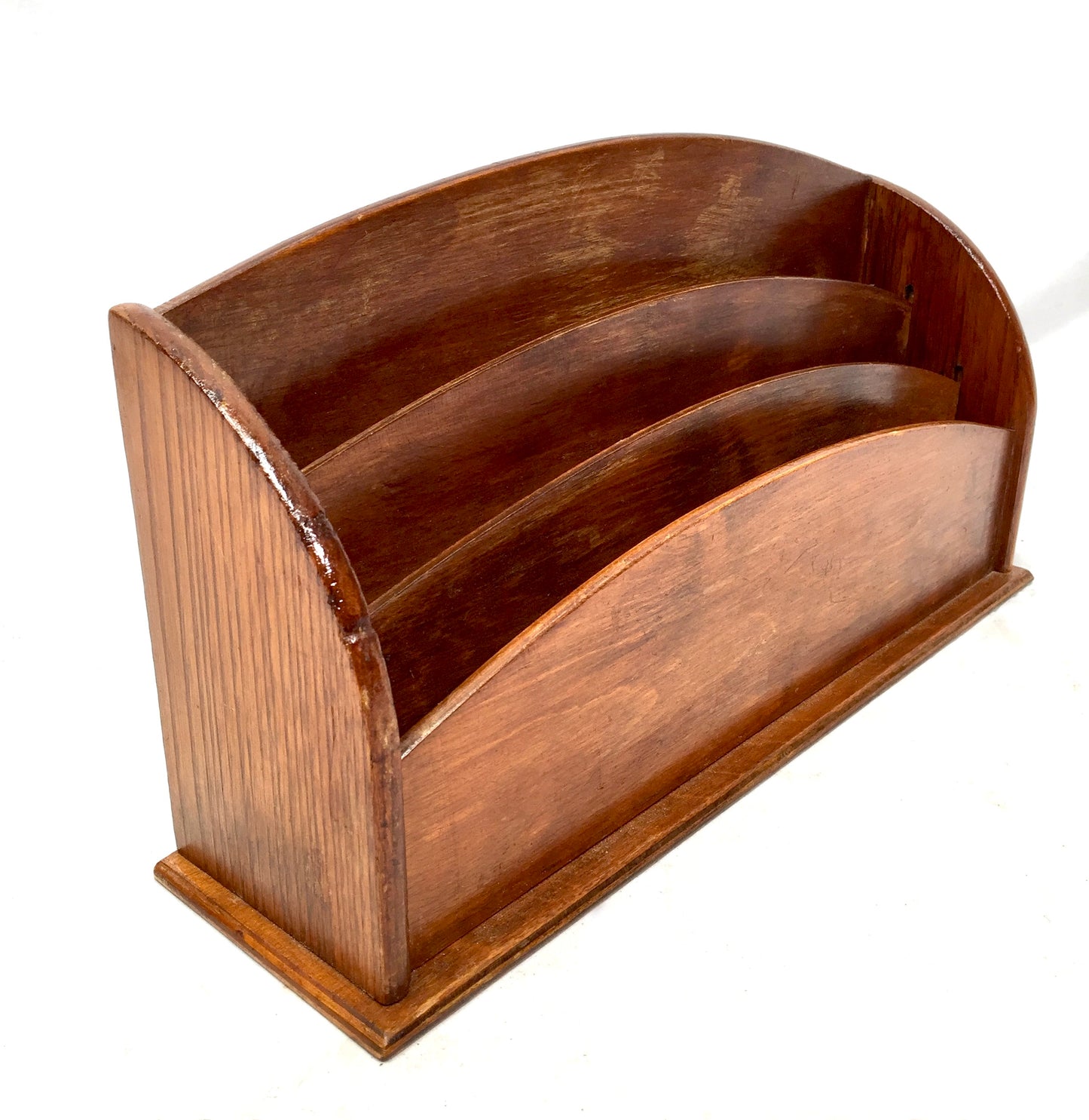 Antique Wooden Desktop Letter Rack / Stationery Holder / Mid 20th Century