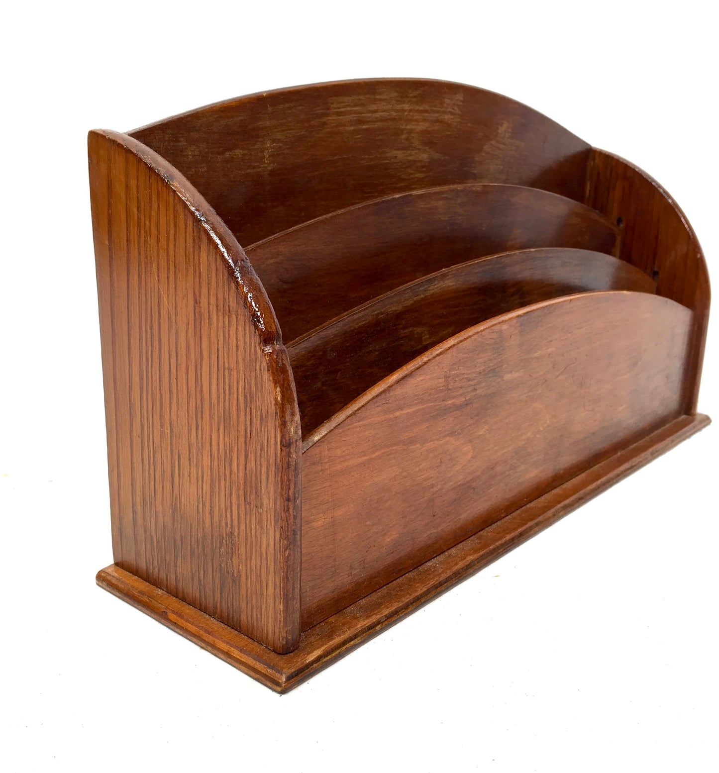 Antique Wooden Desktop Letter Rack / Stationery Holder / Mid 20th Century