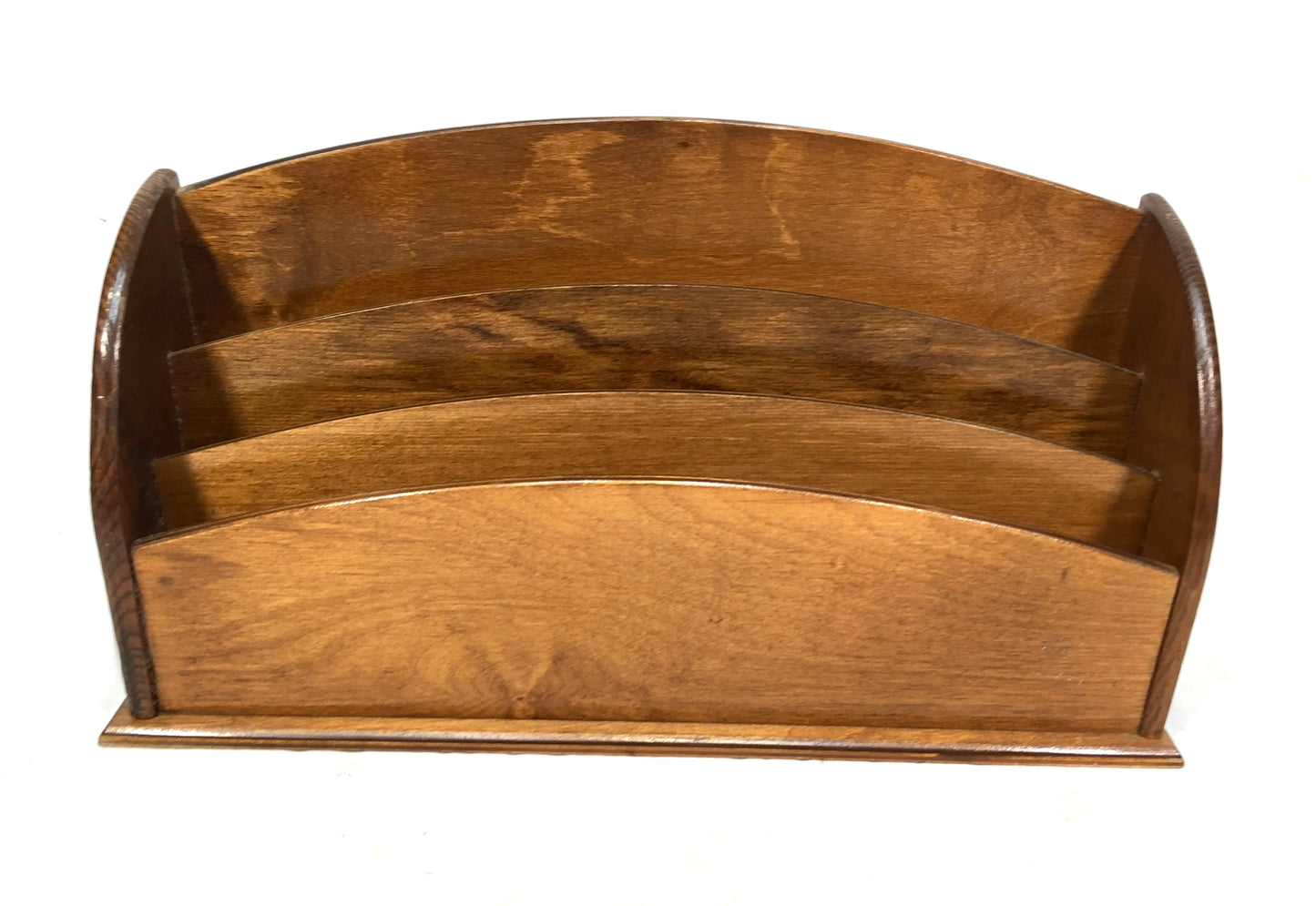 Antique 1950s Wooden Desktop Letter Rack / Stationery Holder / Mid 20th Century