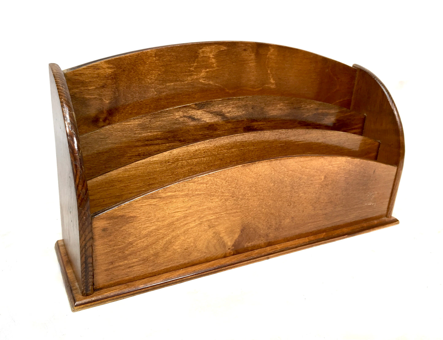 Antique 1950s Wooden Desktop Letter Rack / Stationery Holder / Mid 20th Century