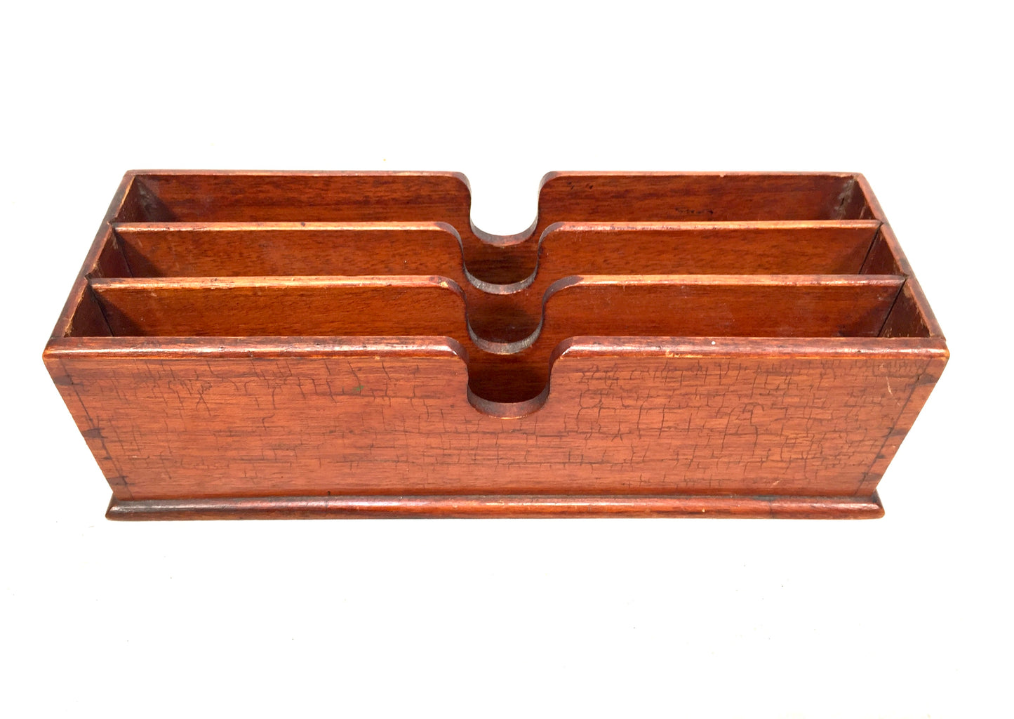 Antique Wooden Desktop Display Stand / Letter Rack / Stationery Holder c.1910