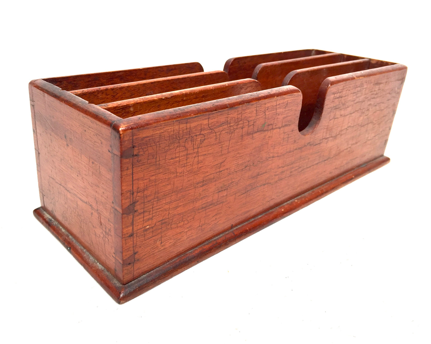 Antique Wooden Desktop Display Stand / Letter Rack / Stationery Holder c.1910