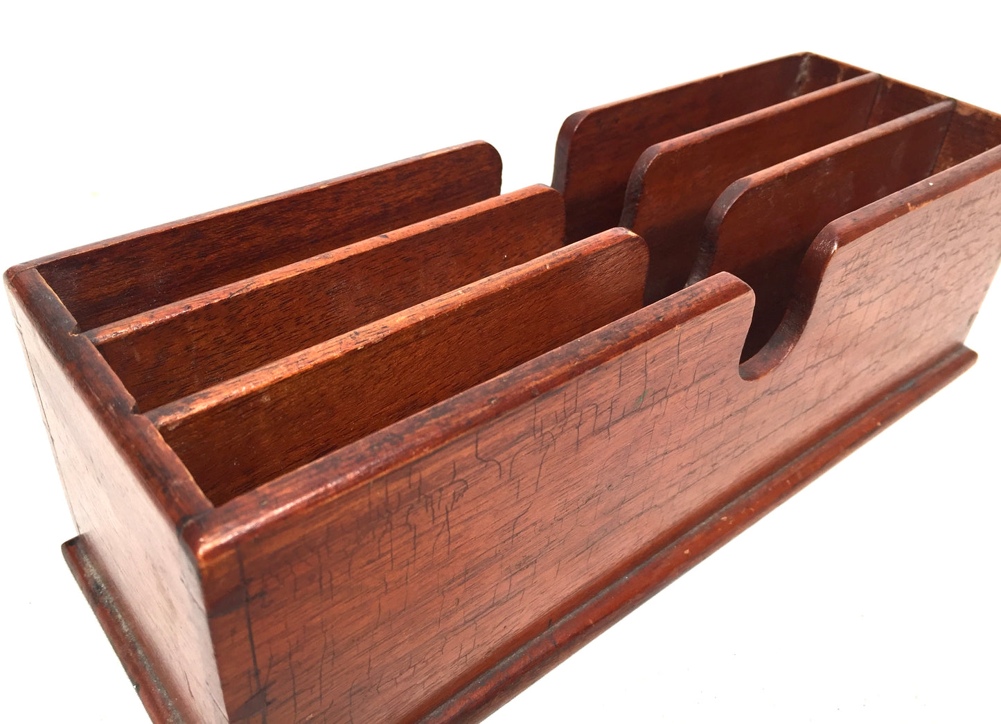 Antique Wooden Desktop Display Stand / Letter Rack / Stationery Holder c.1910