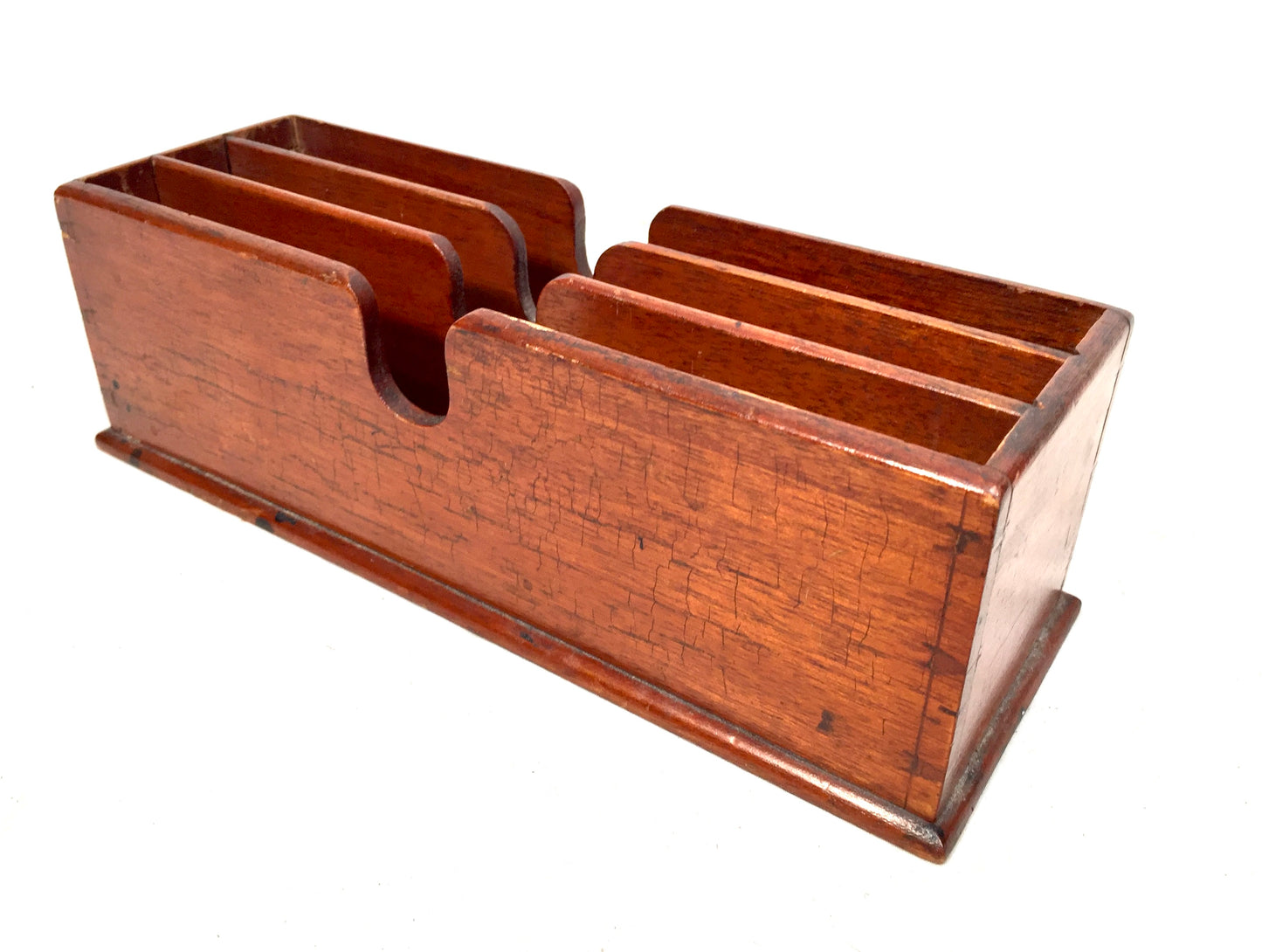 Antique Wooden Desktop Display Stand / Letter Rack / Stationery Holder c.1910