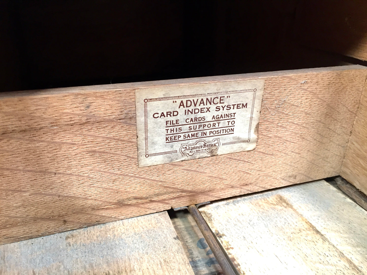 Antique Tabletop Wooden Index Card Advance Filling Drawer / Storage Box c.1930