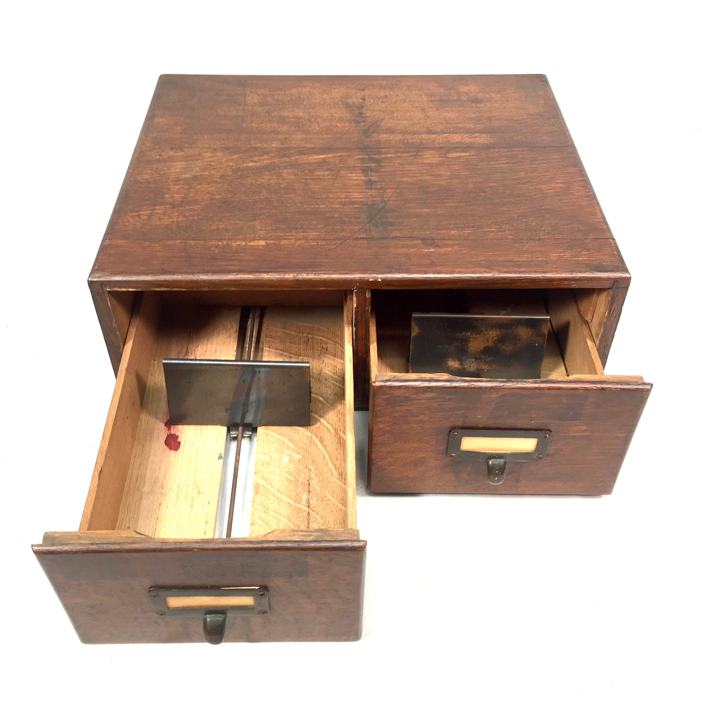 Antique Tabletop Wooden Index Card Advance Filling Drawer / Storage Box c.1930
