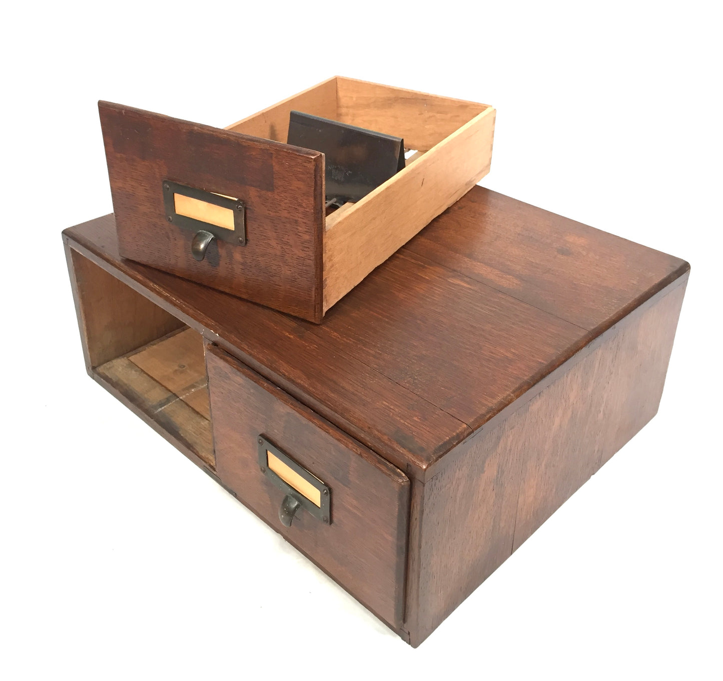 Antique Tabletop Wooden Index Card Advance Filling Drawer / Storage Box c.1930