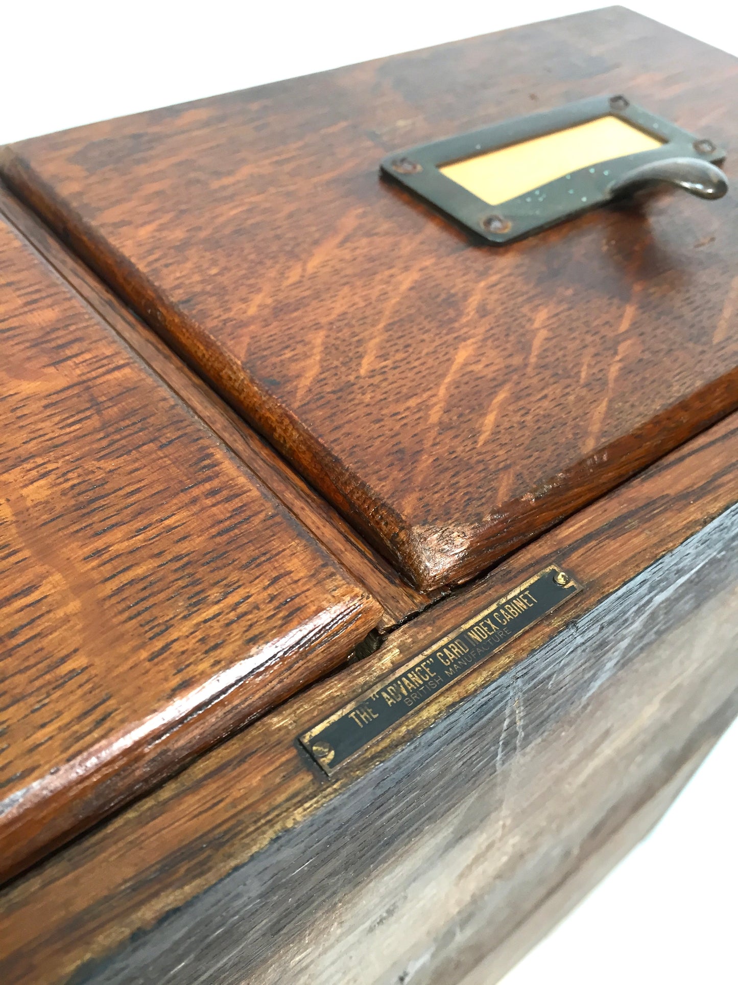 Antique Tabletop Wooden Index Card Advance Filling Drawer / Storage Box c.1930