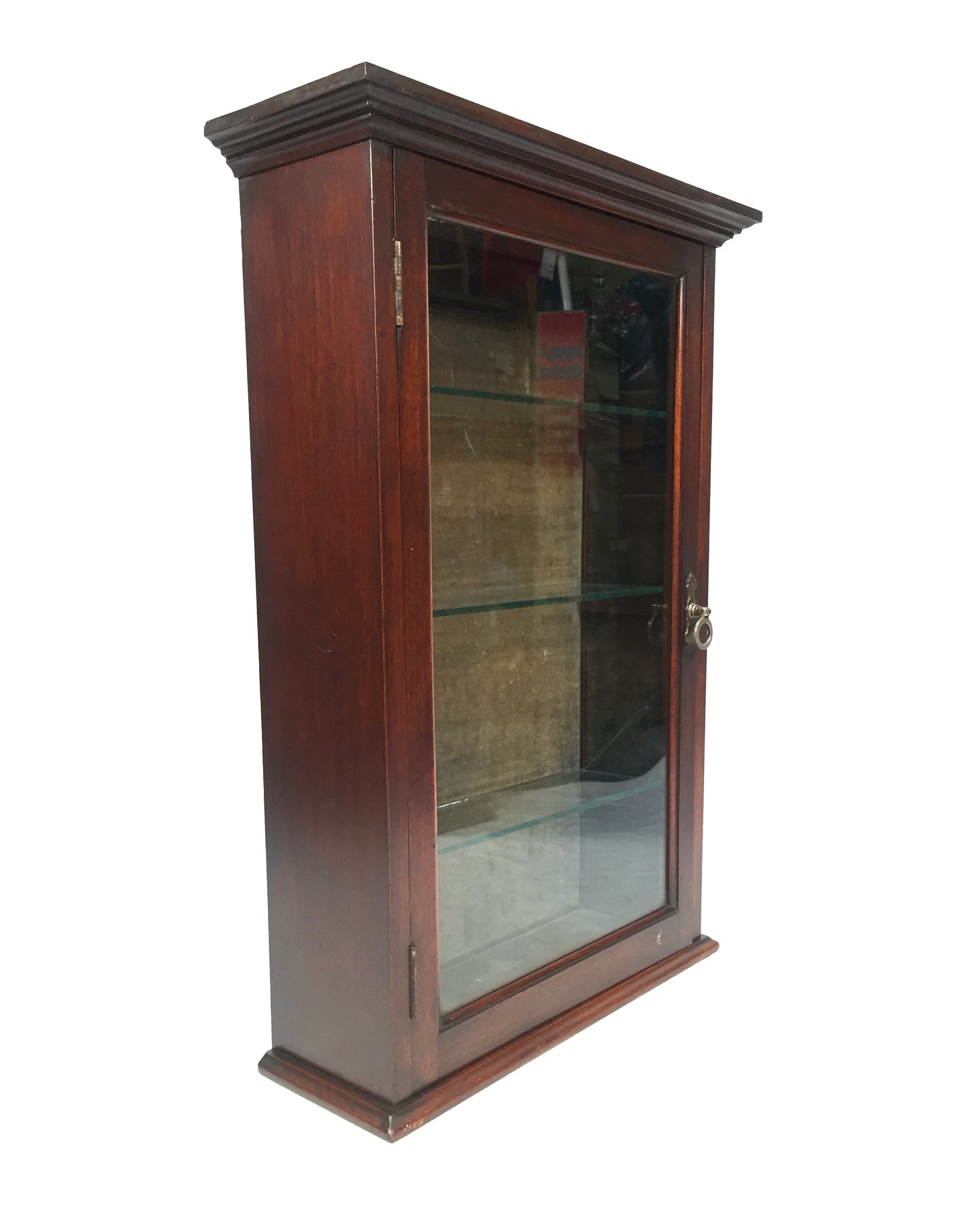 Antique Pair of Victorian Wooden & Glass Fronted Shop Display Cabinet / Cupboard