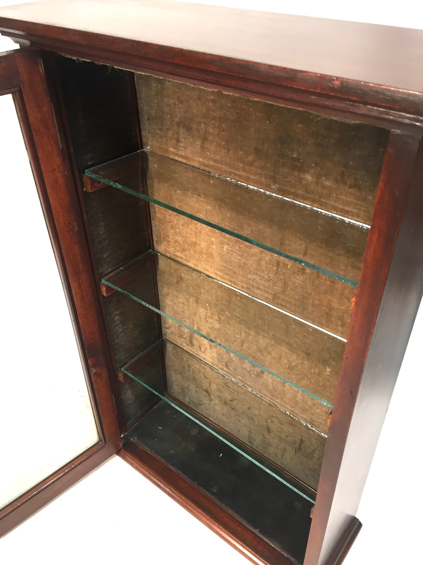 Antique Pair of Victorian Wooden & Glass Fronted Shop Display Cabinet / Cupboard