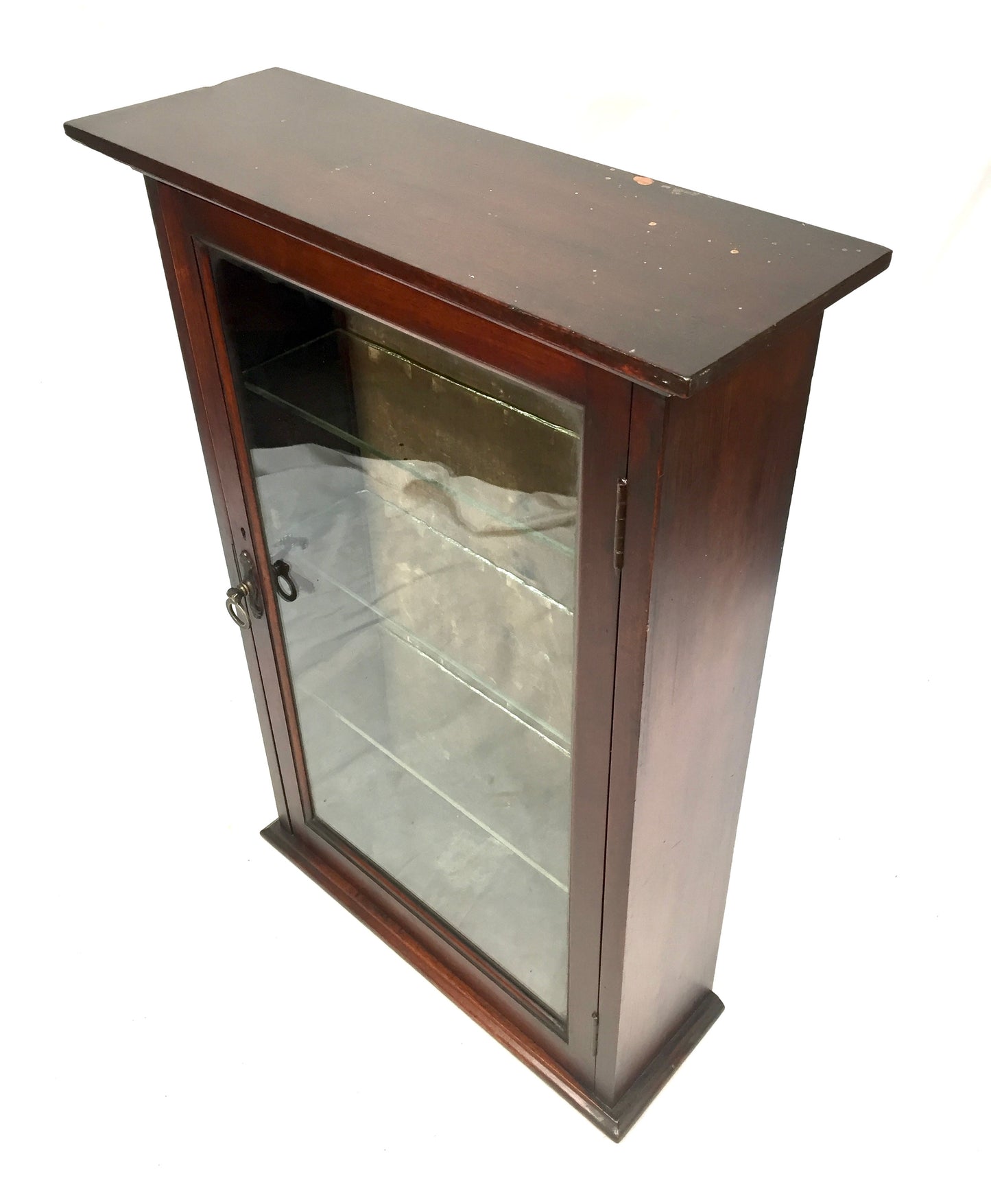 Antique Pair of Victorian Wooden & Glass Fronted Shop Display Cabinet / Cupboard