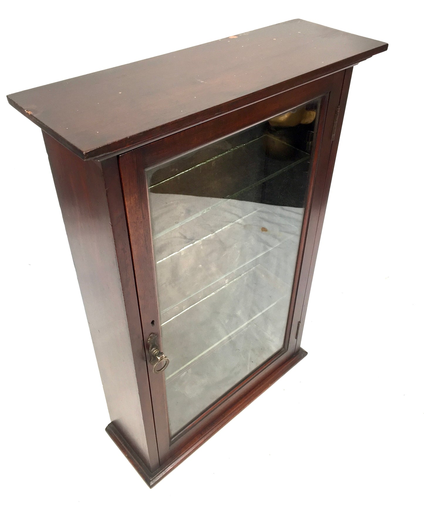 Antique Pair of Victorian Wooden & Glass Fronted Shop Display Cabinet / Cupboard
