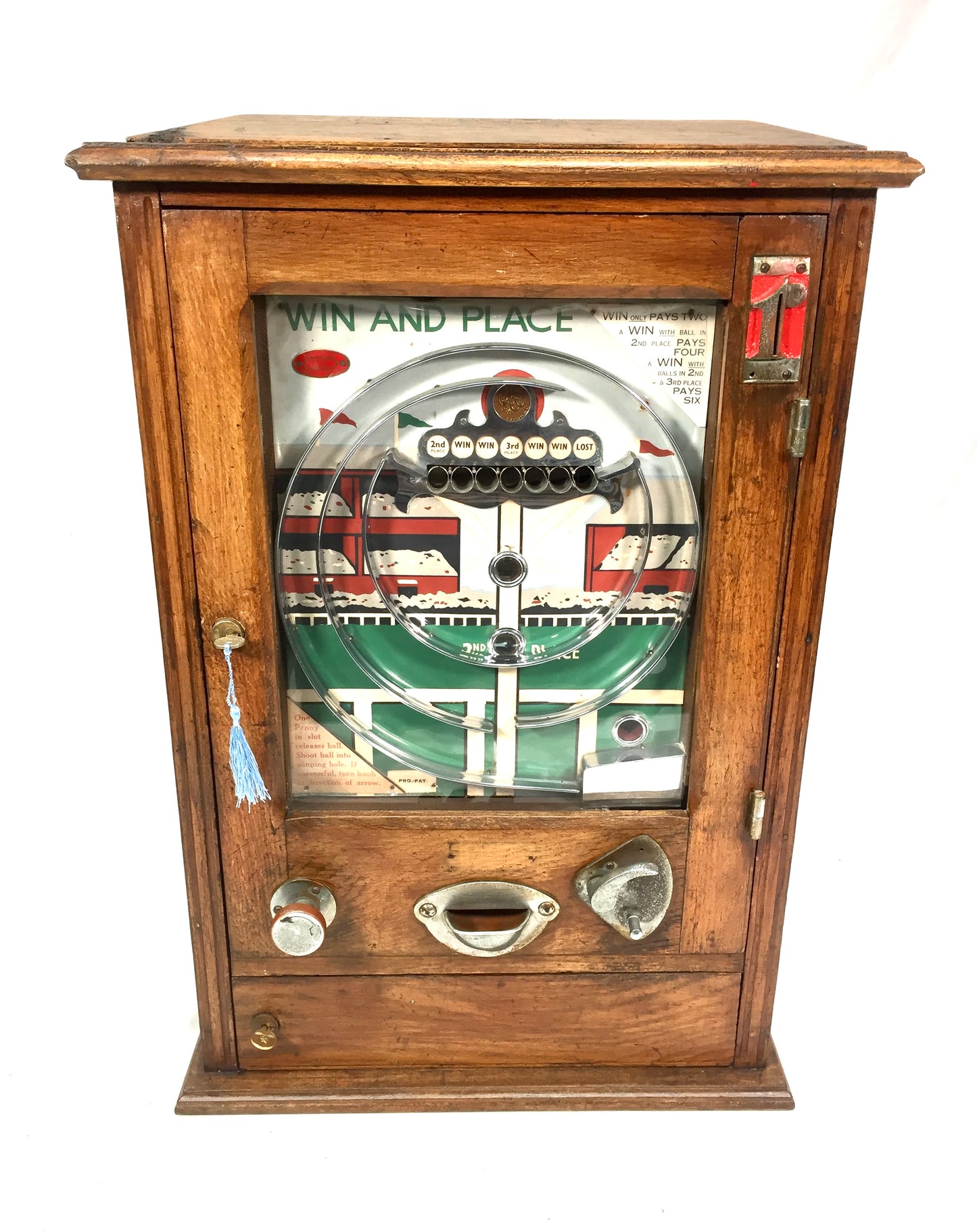 Antique 1950s Coin Operated Wondermatics Arcade Machine "Win and Place" Allwin