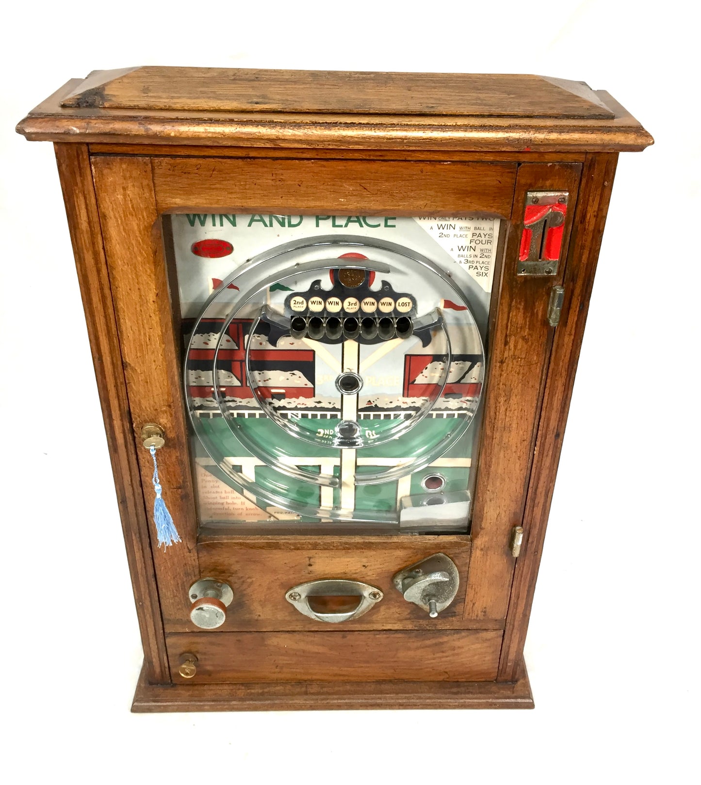 Antique 1950s Coin Operated Wondermatics Arcade Machine "Win and Place" Allwin