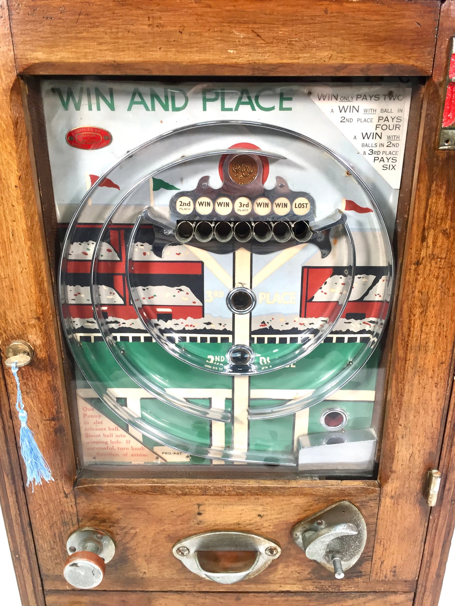 Antique 1950s Coin Operated Wondermatics Arcade Machine "Win and Place" Allwin