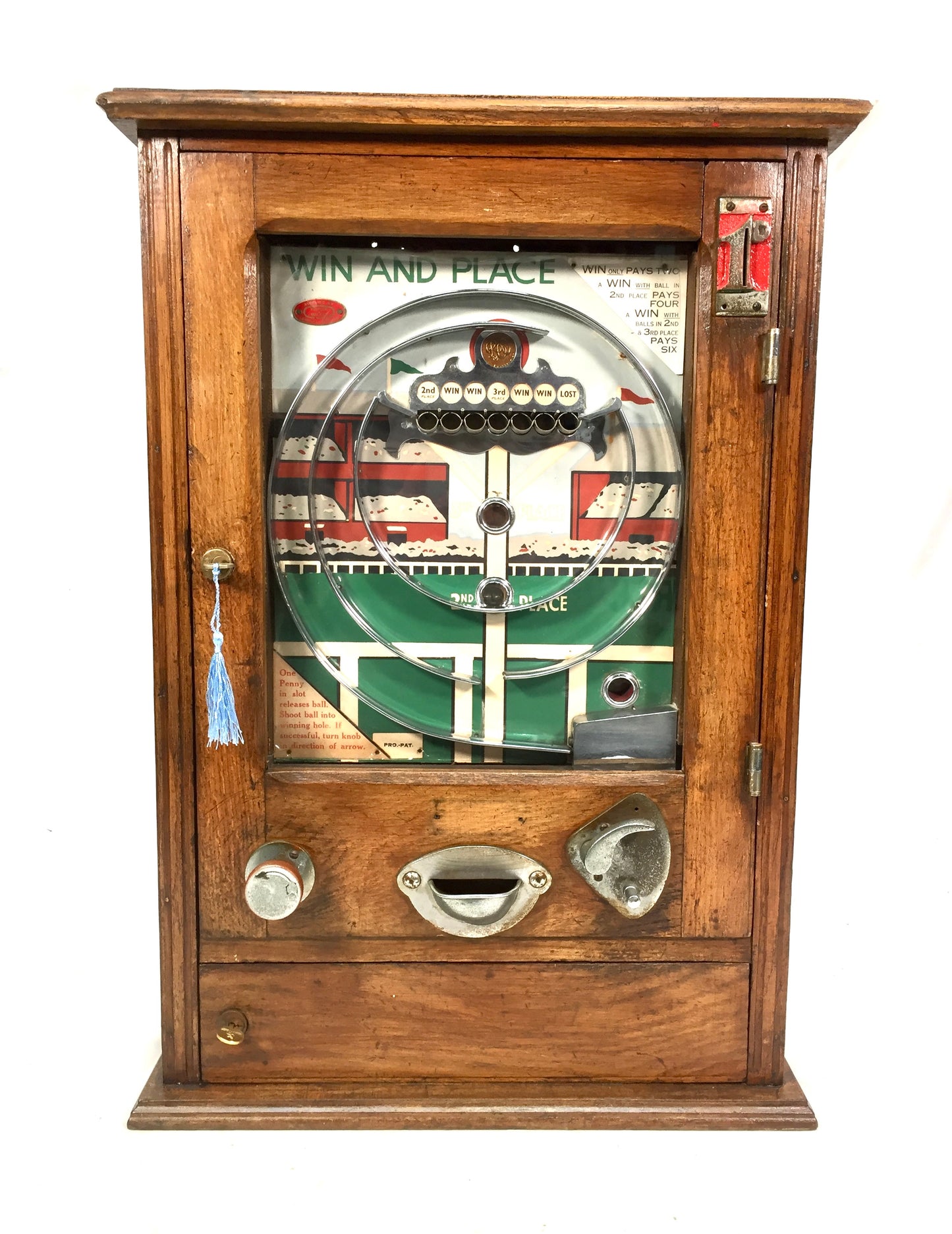 Antique 1950s Coin Operated Wondermatics Arcade Machine "Win and Place" Allwin