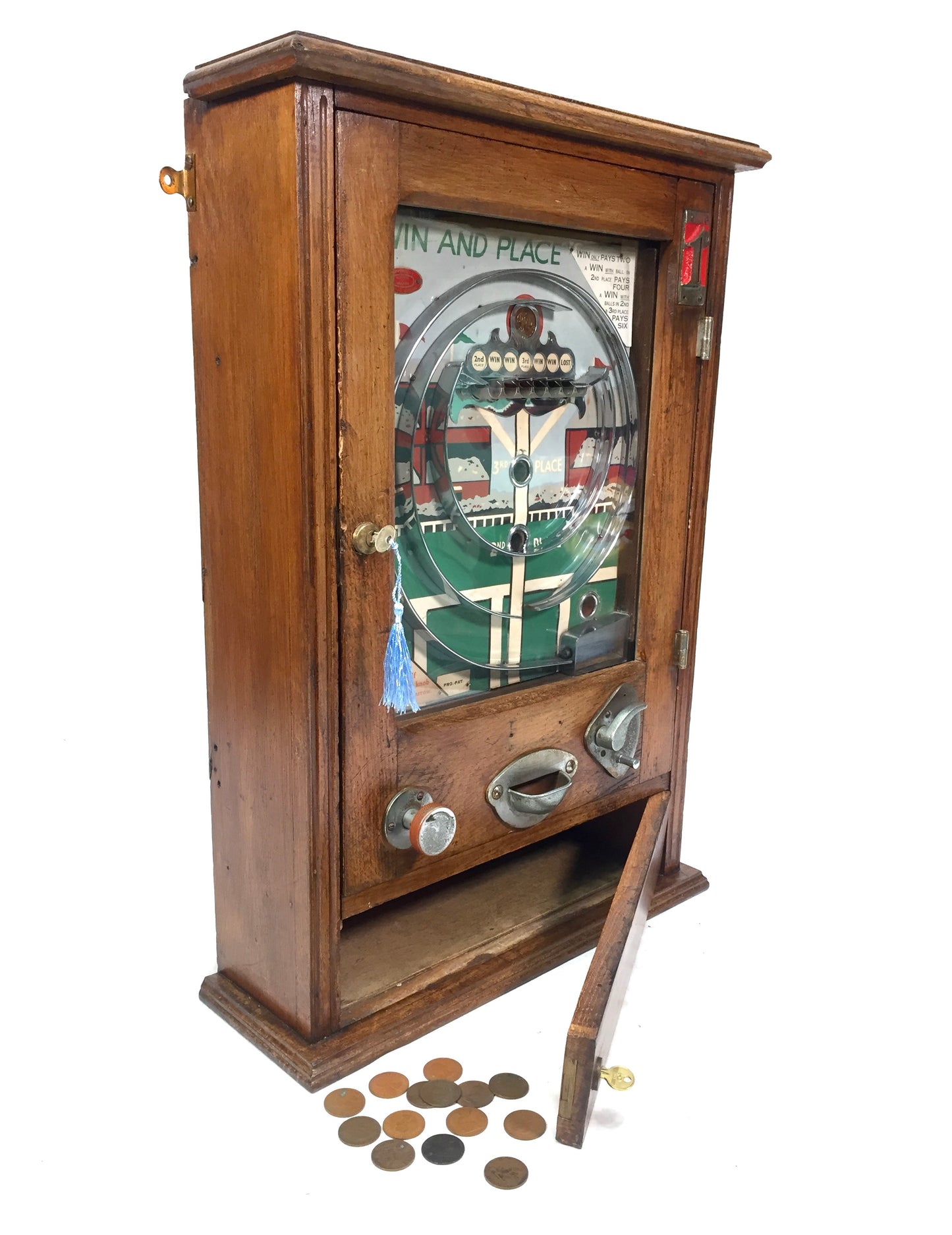 Antique 1950s Coin Operated Wondermatics Arcade Machine "Win and Place" Allwin