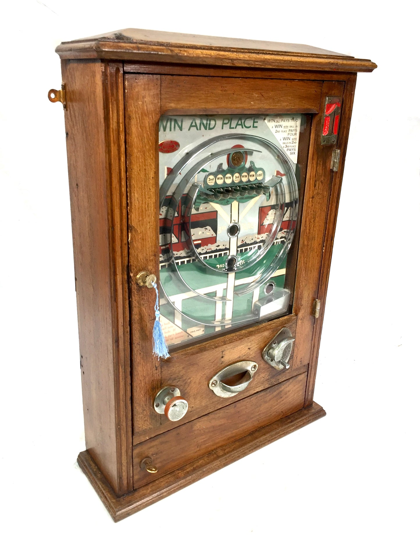 Antique 1950s Coin Operated Wondermatics Arcade Machine "Win and Place" Allwin