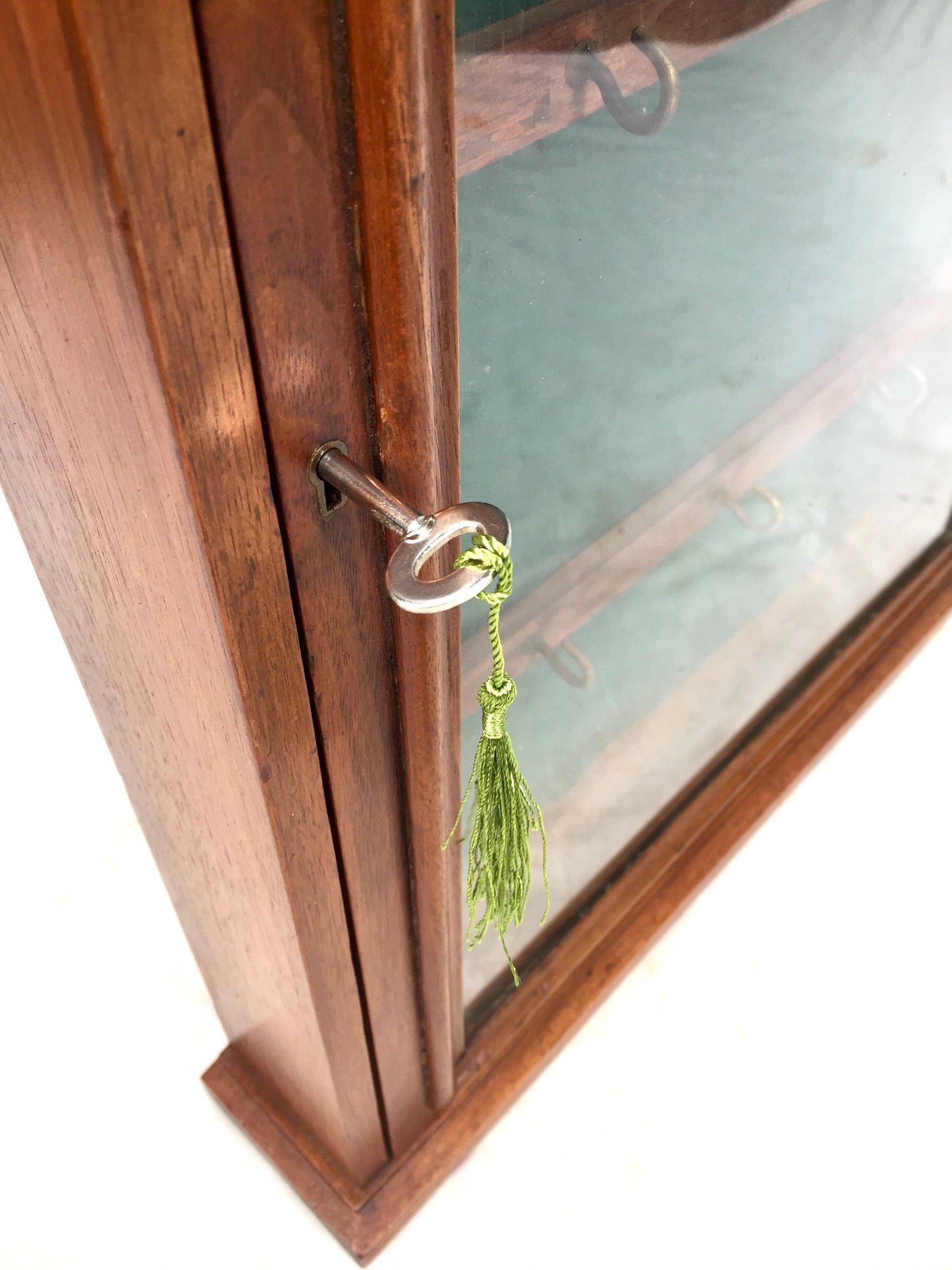 Antique 1930s Wooden And Glazed Wall Hanging Key Storage Cabinet Box c.1930