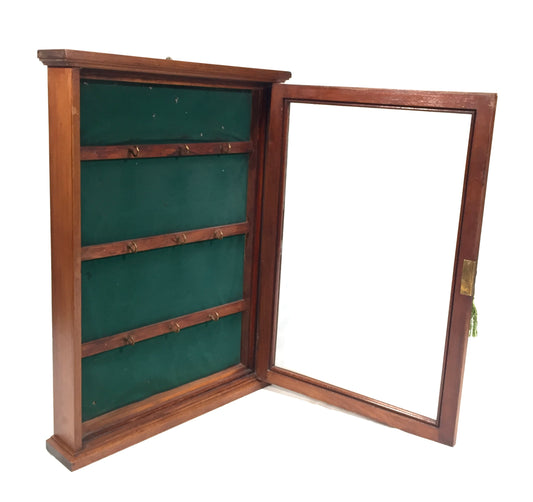 Antique 1930s Wooden And Glazed Wall Hanging Key Storage Cabinet Box c.1930
