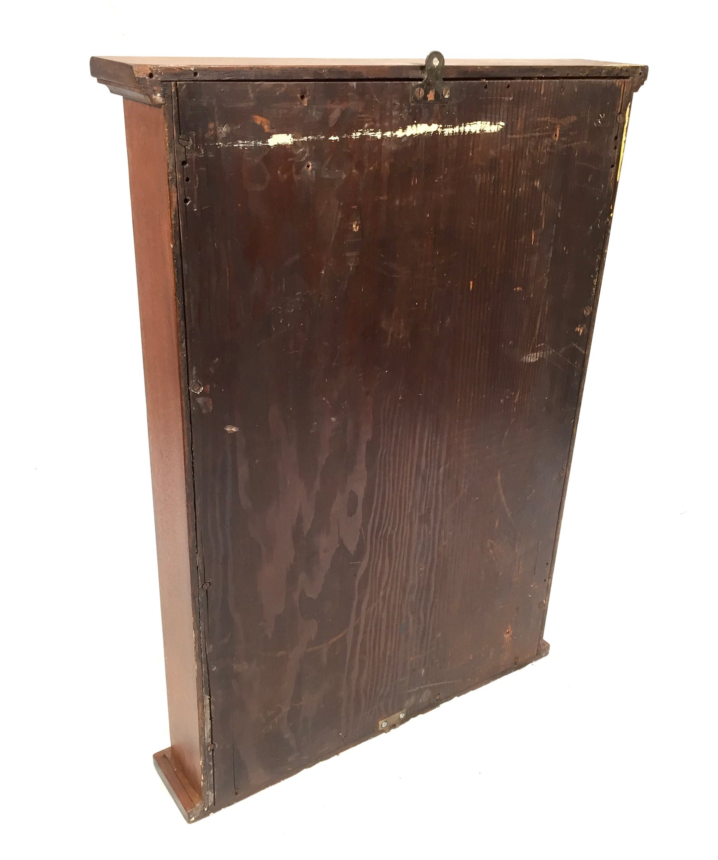 Antique 1930s Wooden And Glazed Wall Hanging Key Storage Cabinet Box c.1930