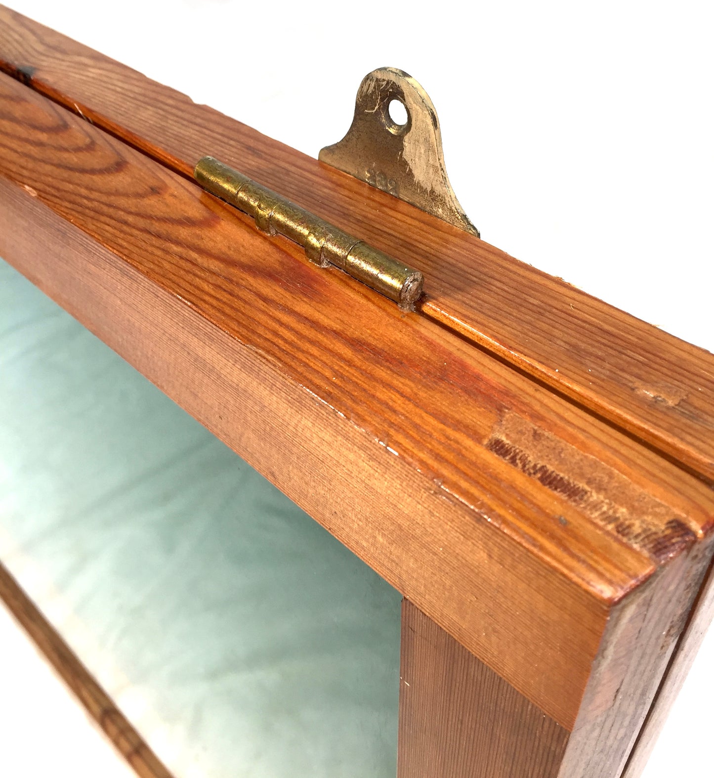 Antique Large Wooden Pine Wall Hanging Notice Board / Tabletop Display Cabinet