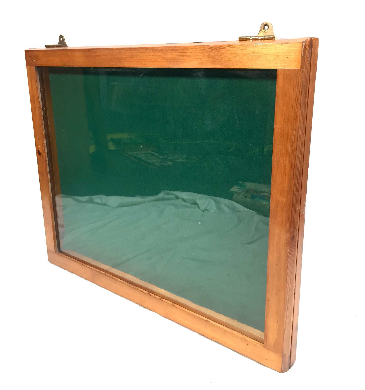 Antique Large Wooden Pine Wall Hanging Notice Board / Tabletop Display Cabinet