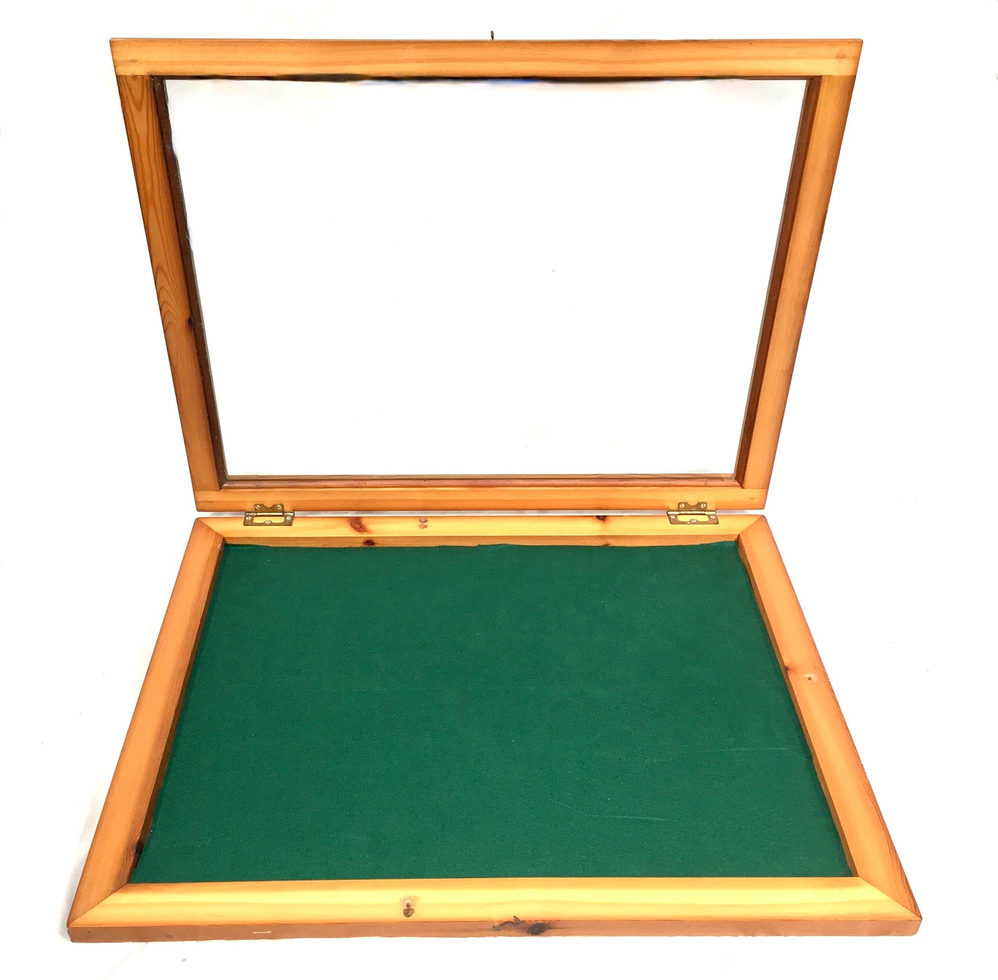 Antique Large Wooden Pine Wall Hanging Notice Board / Tabletop Display Cabinet