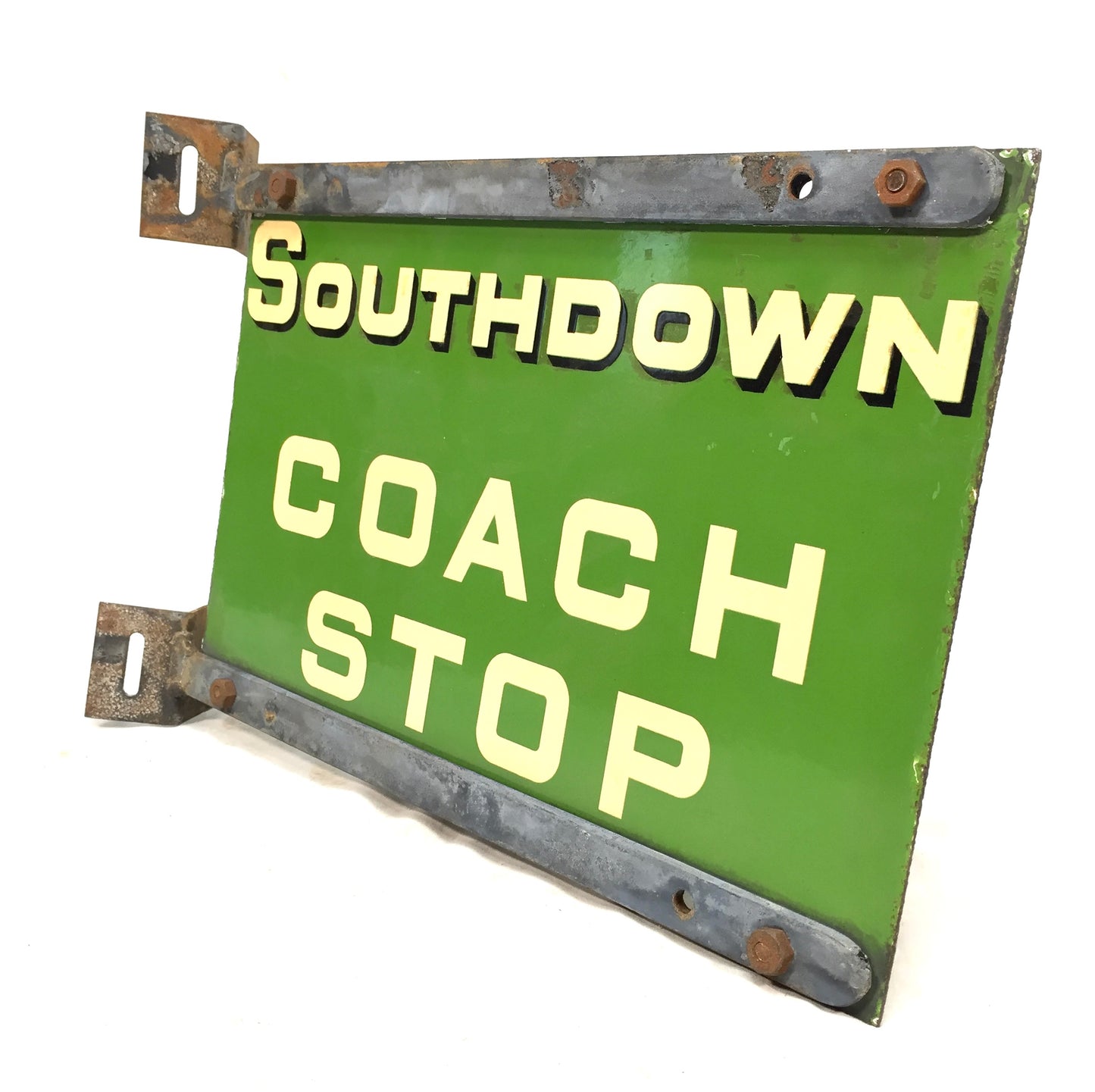 Antique Double Sided Enamel Bus Stop Sign for Southdown Motor Services c1930s