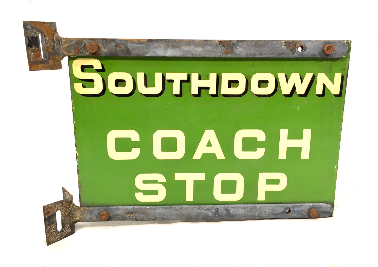 Antique Double Sided Enamel Bus Stop Sign for Southdown Motor Services c1930s