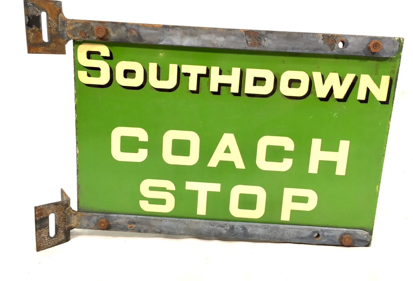 Antique Double Sided Enamel Bus Stop Sign for Southdown Motor Services c1930s