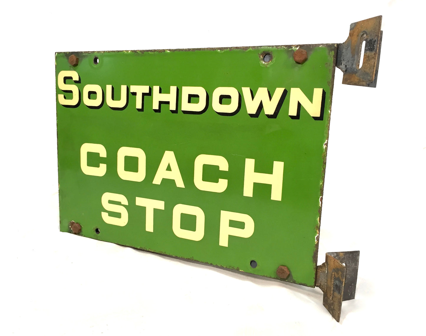 Antique Double Sided Enamel Bus Stop Sign for Southdown Motor Services c1930s