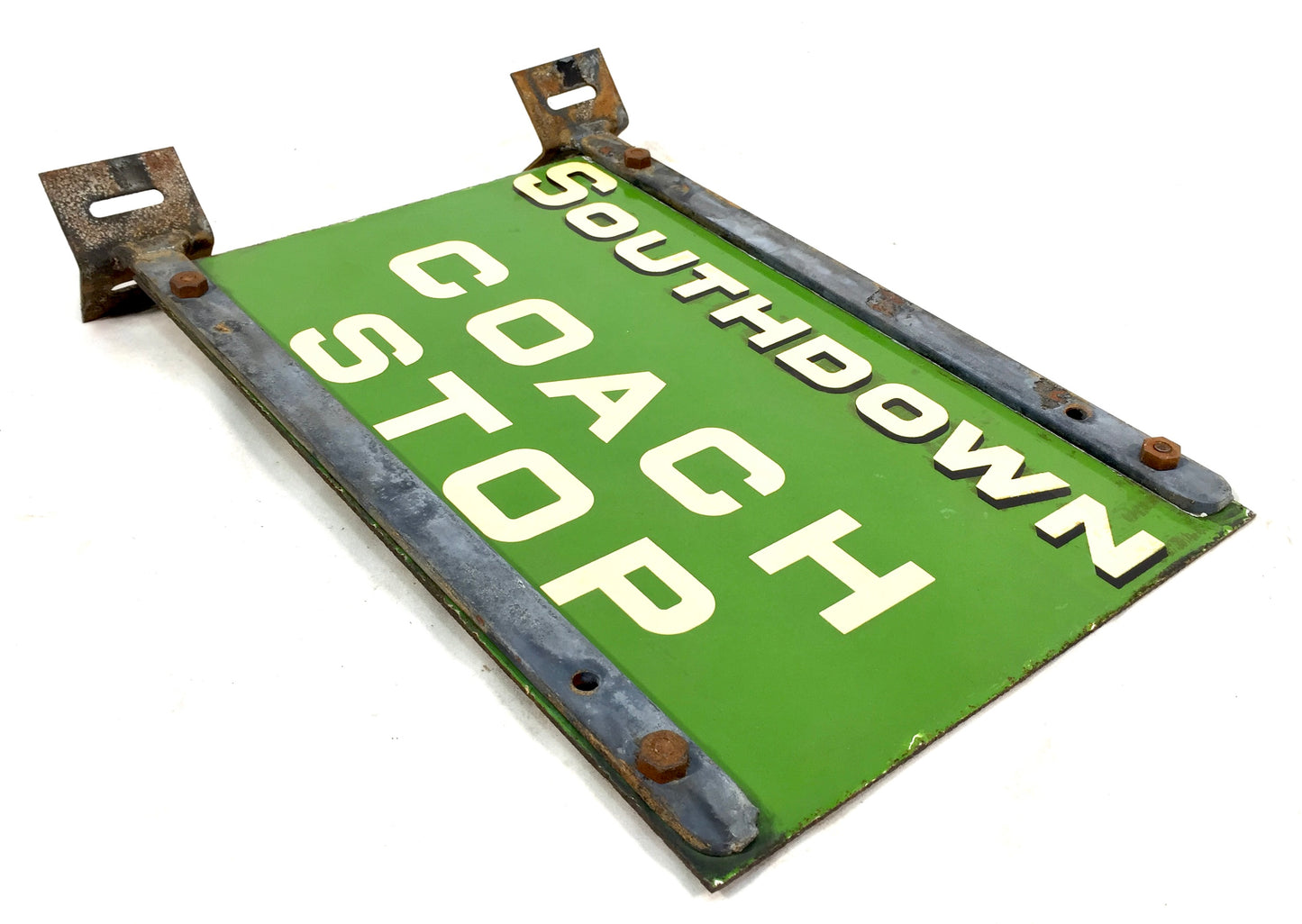 Antique Double Sided Enamel Bus Stop Sign for Southdown Motor Services c1930s