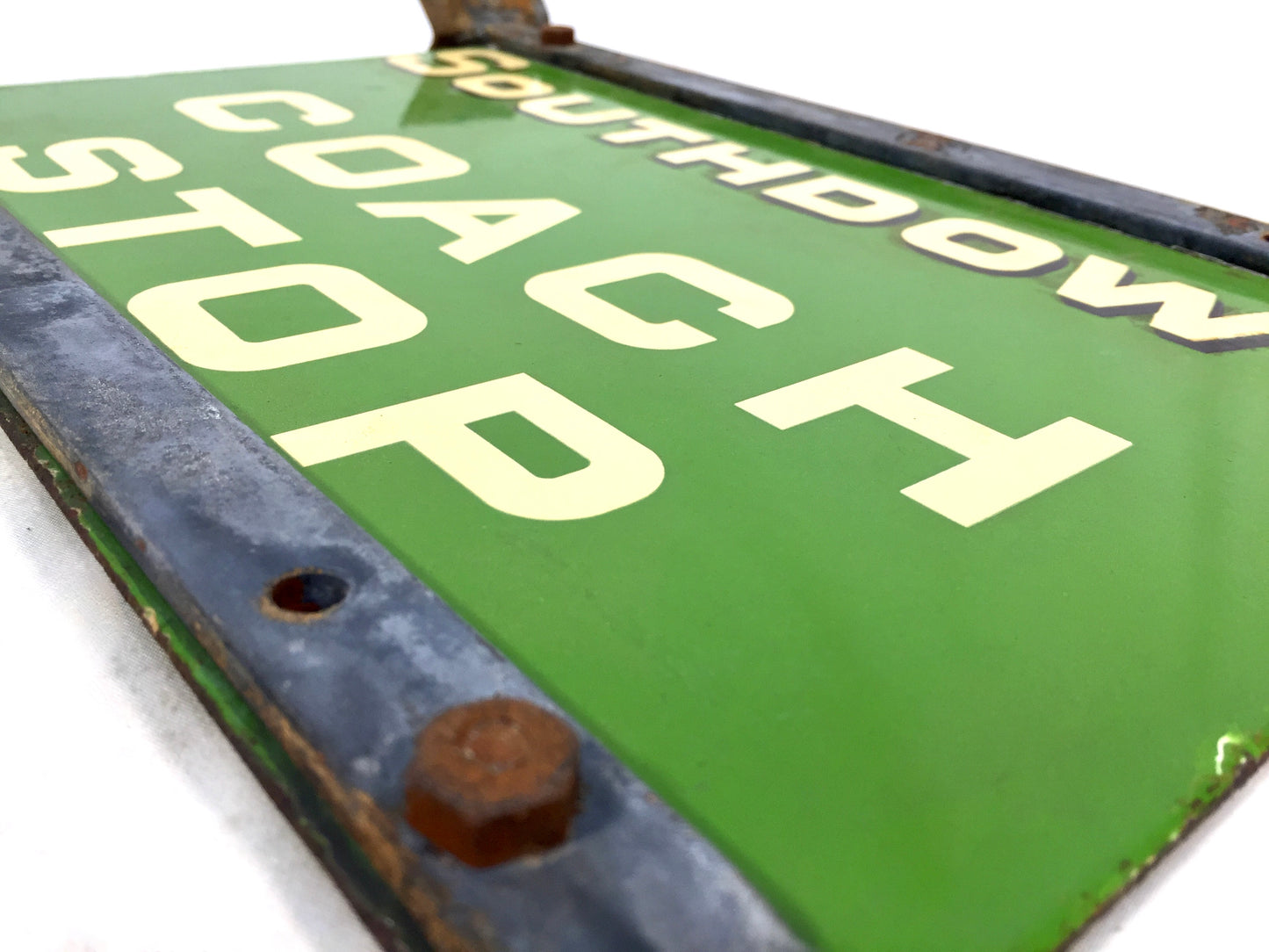 Antique Double Sided Enamel Bus Stop Sign for Southdown Motor Services c1930s