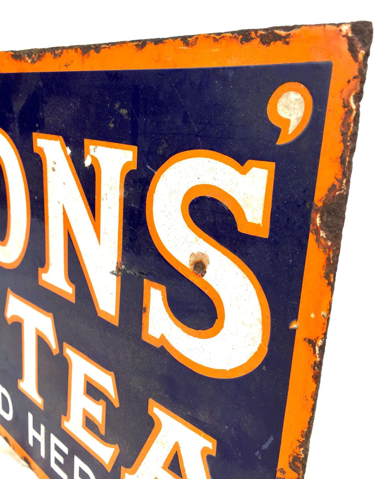 Antique Advertising - Original Shop Double Sided Lyons Enamel Sign with Flange