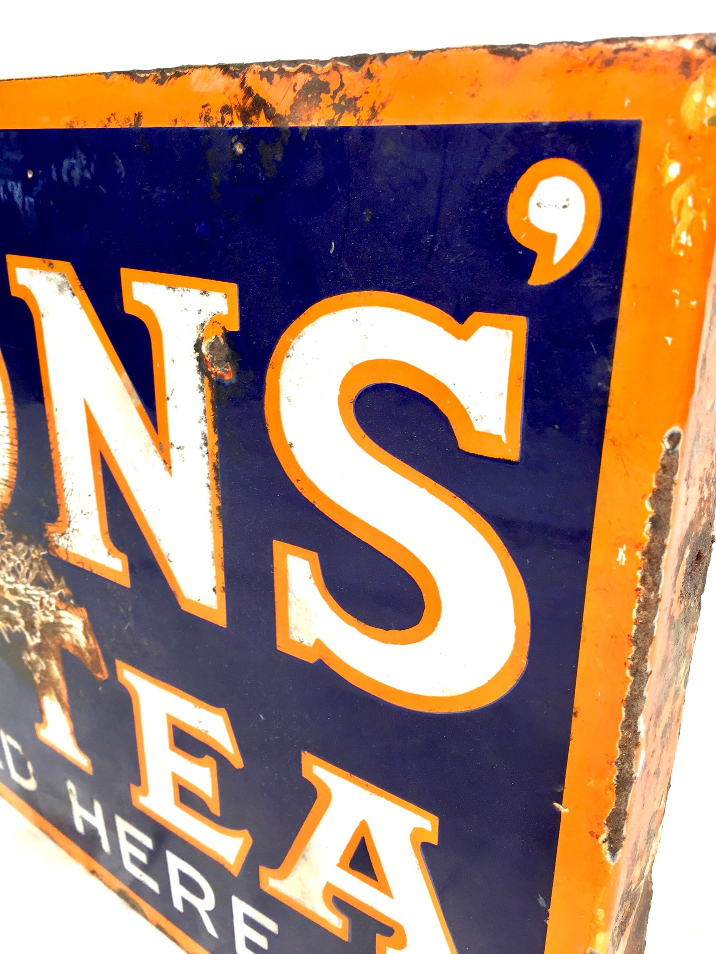 Antique Advertising - Original Shop Double Sided Lyons Enamel Sign with Flange