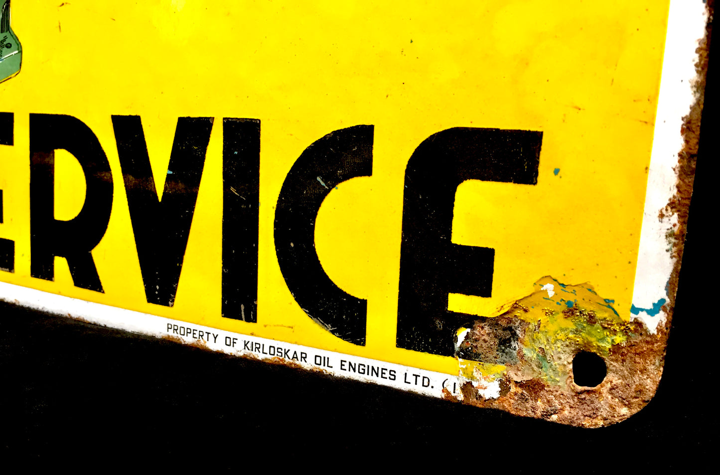 Antique Advertising - Large Pictorial Garage Enamel Sign for Kirloskar Engines&nbsp;
