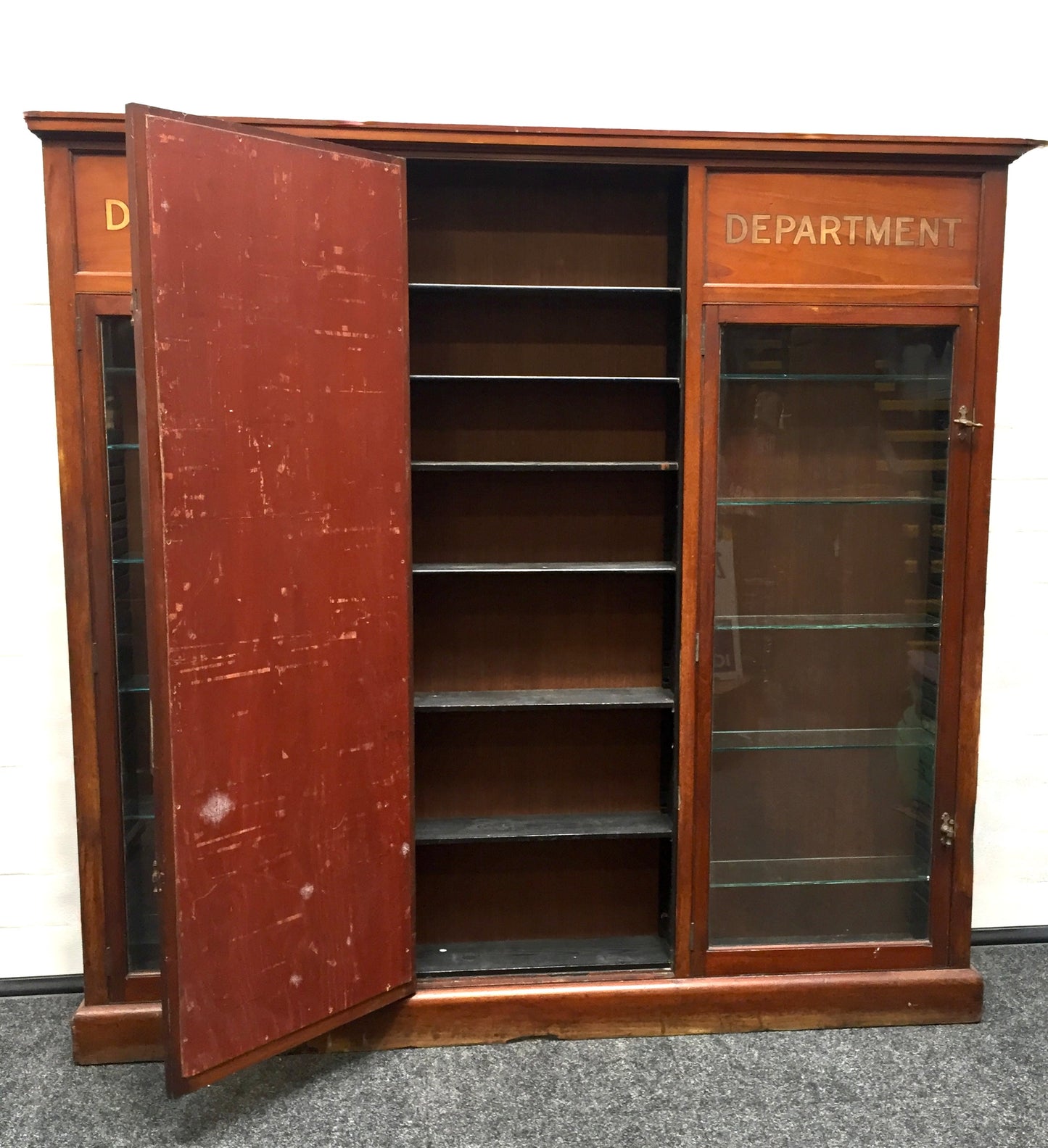 Antique Wooden & Glazed Large Apothecary Chemists Shop Dispensing Cabinet c.1930