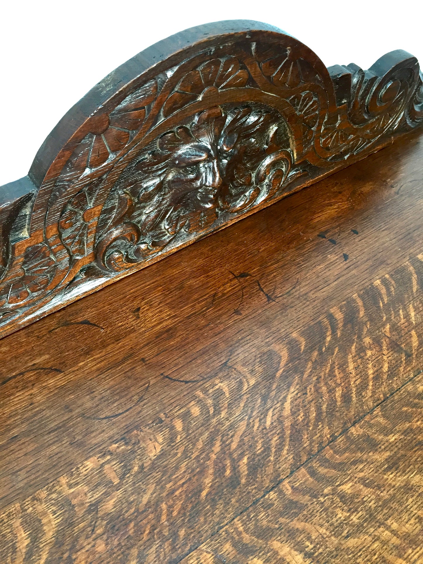 Antique 19th Century Carved Wooden Oak Green Man Table Sideboard & Drawer c.1890