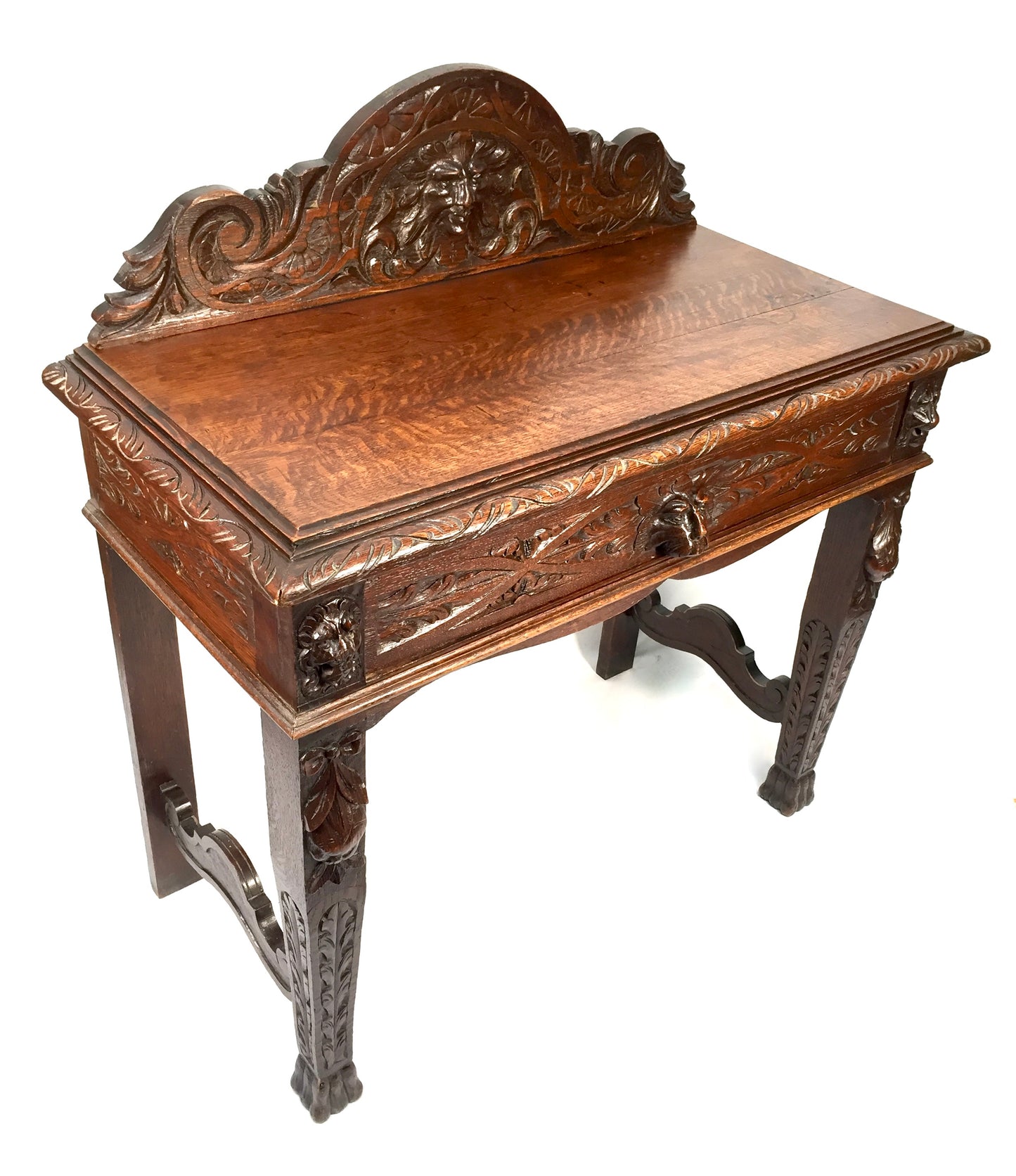 Antique 19th Century Carved Wooden Oak Green Man Table Sideboard & Drawer c.1890