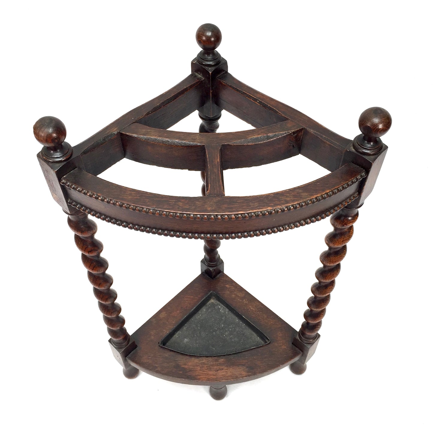 Antique Arts & Crafts Country House Oak Wooden Corner Stick Umbrella Stand c1930