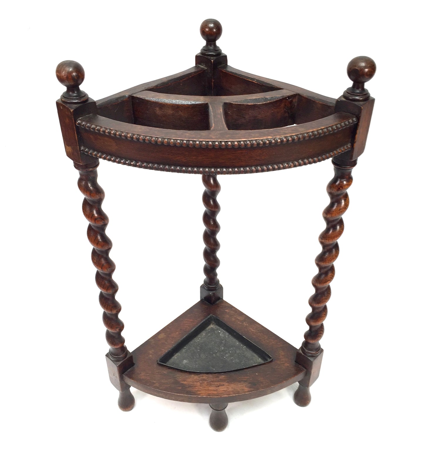 Antique Arts & Crafts Country House Oak Wooden Corner Stick Umbrella Stand c1930