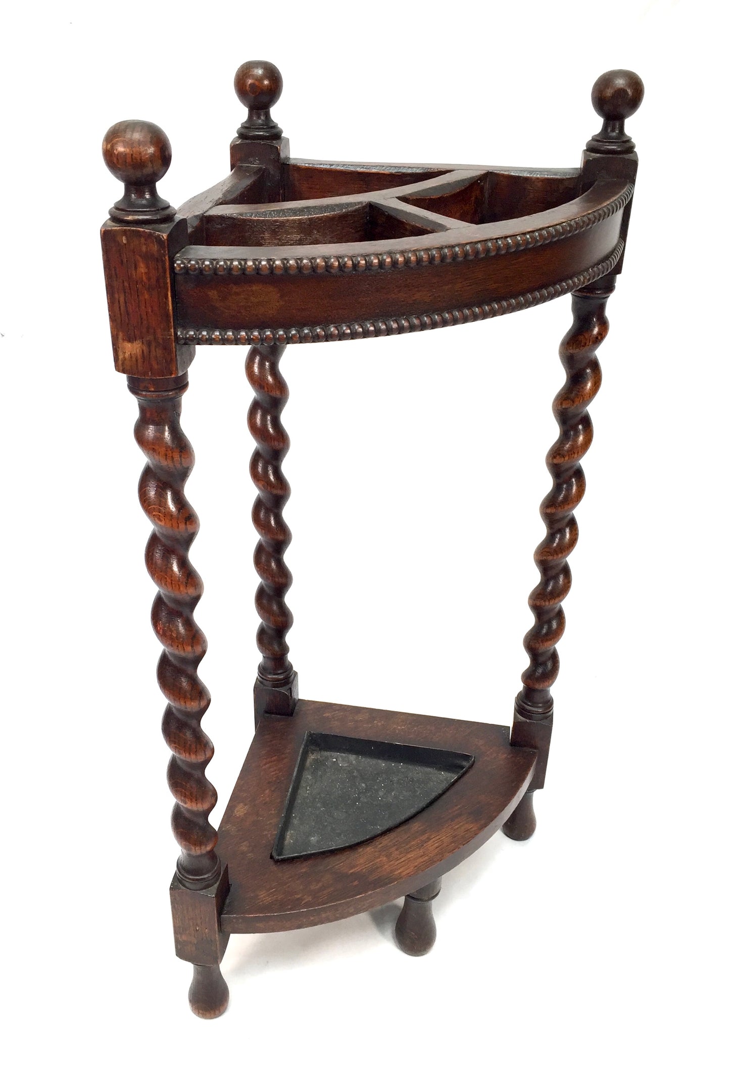 Antique Arts & Crafts Country House Oak Wooden Corner Stick Umbrella Stand c1930