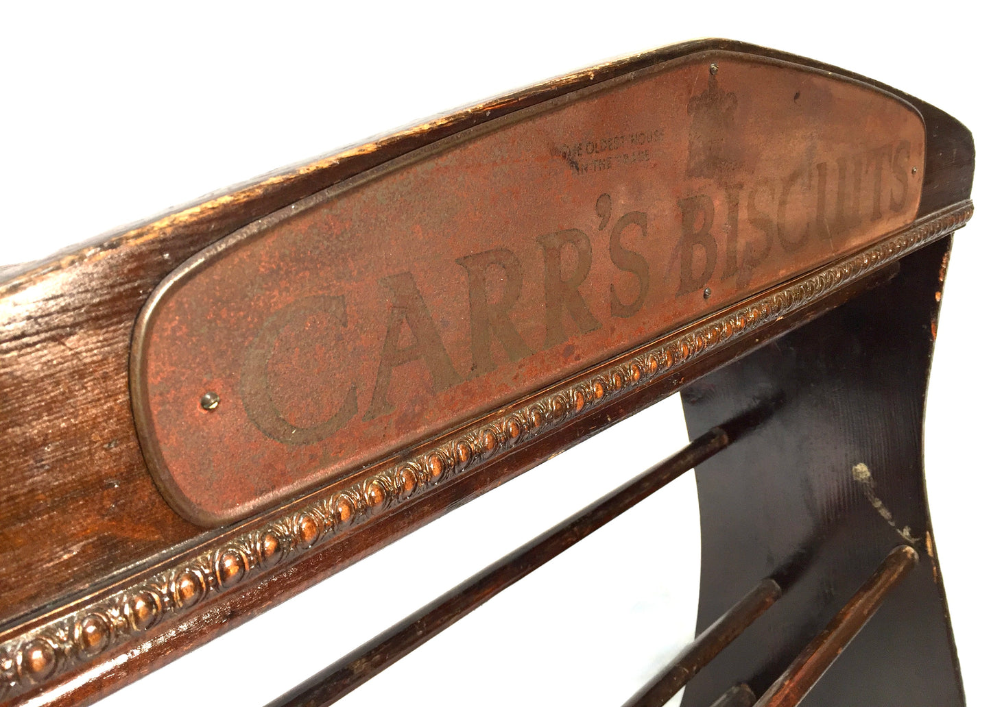 Antique Advertising - Wooden Carr's Biscuit Two Tier Shop Display Stand / Shelf
