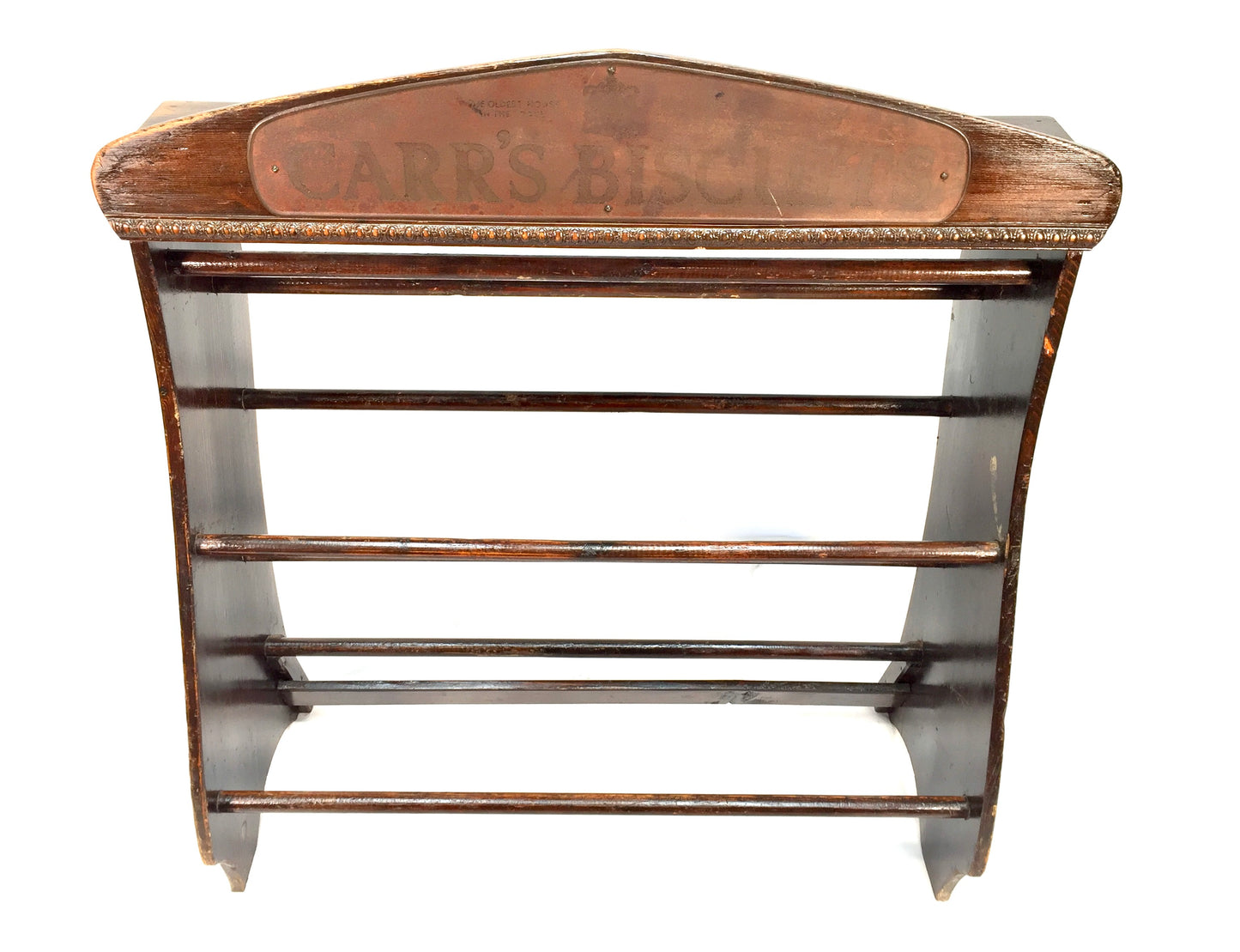 Antique Advertising - Wooden Carr's Biscuit Two Tier Shop Display Stand / Shelf