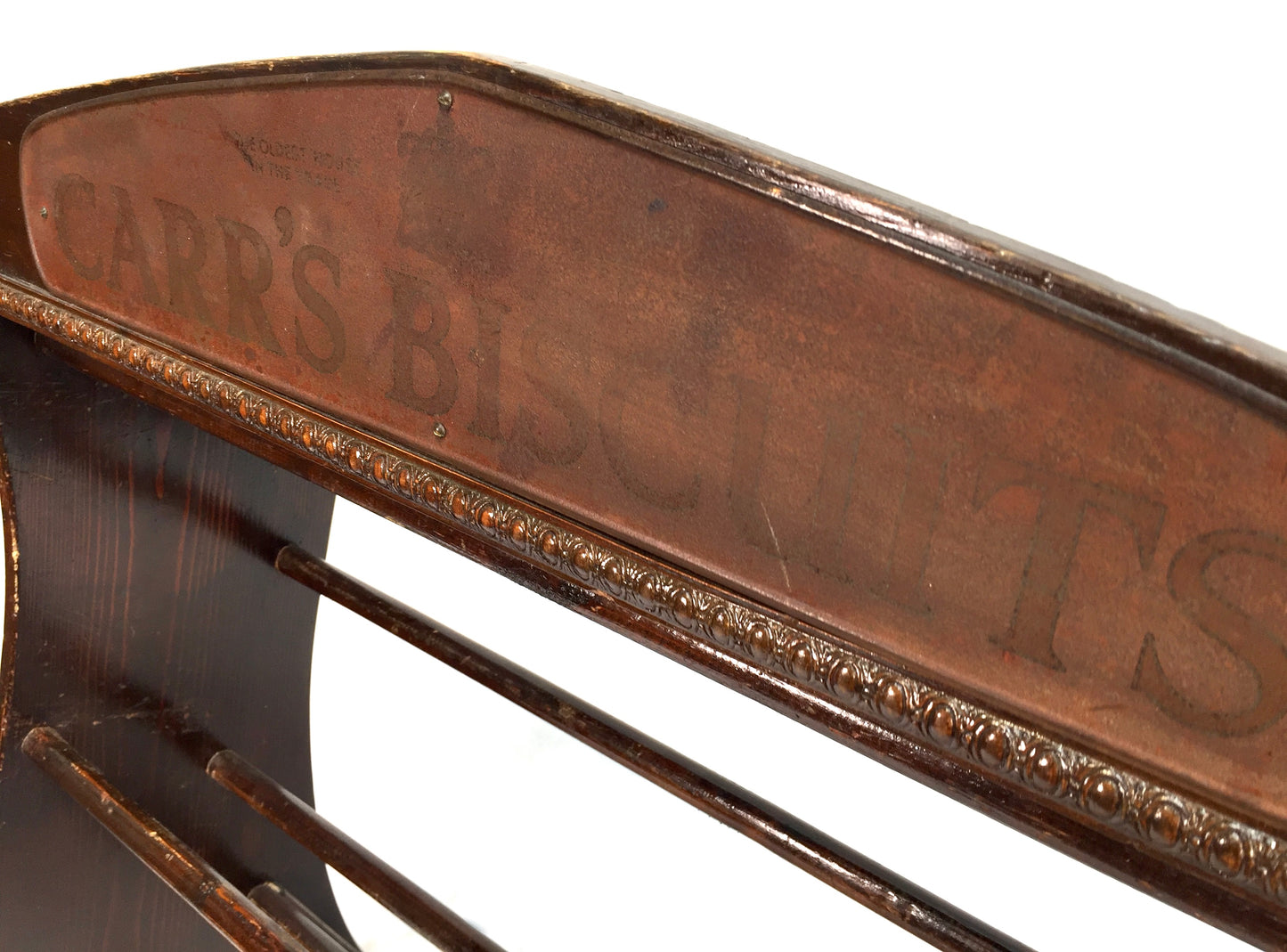 Antique Advertising - Wooden Carr's Biscuit Two Tier Shop Display Stand / Shelf