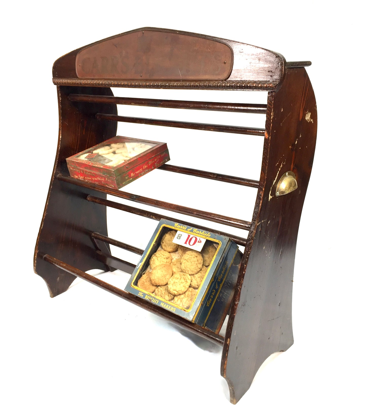 Antique Advertising - Wooden Carr's Biscuit Two Tier Shop Display Stand / Shelf